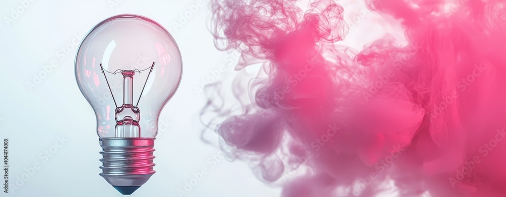 Poster an exciting concept of a colorful explosion from a light bulb, a bright idea or an innovation with a