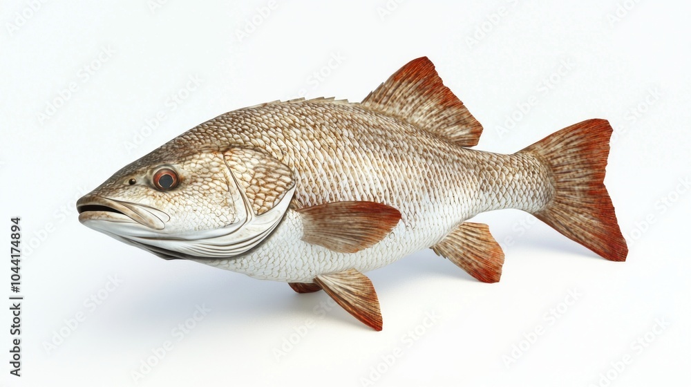 Poster displaying a red drum also known as sciaenops ocellatus this representation highlights its distincti