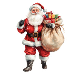 Santa Claus Carrying Sack of Gifts (generative ai)