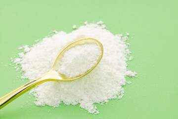Baking soda in the spoon - Healthy food.