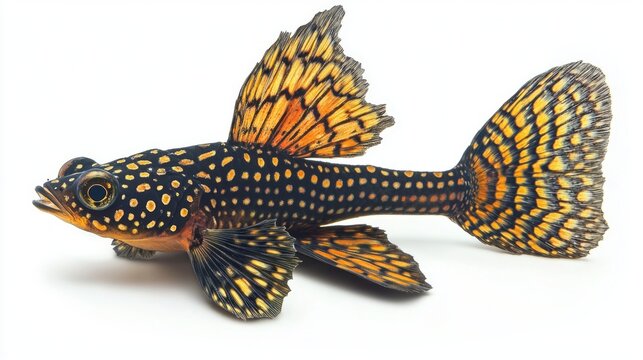 captivating Royal Pleco is highlighted against a white background displaying its intricate coloration and patterns reflecting its natural habitat qualities.