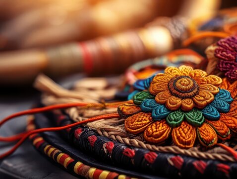 Cultural storytelling, vibrant colors, traditional attire, dynamic scenes, inviting