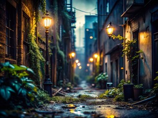 Dark Creepy Background with Tilt-Shift Photography for Eerie Atmosphere in Urban Settings