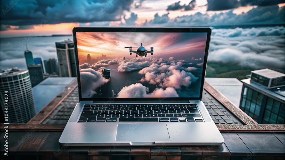Aufkleber data backup management with laptop and virtual status bar for online storage solutions