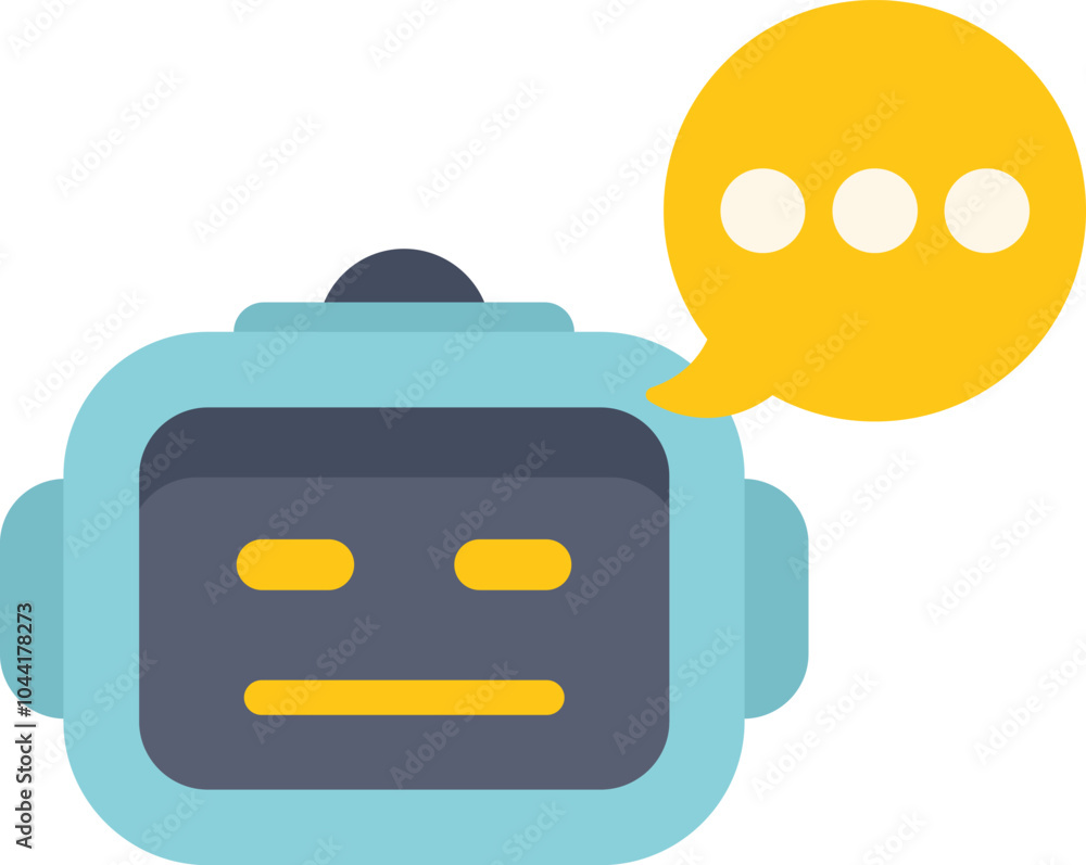 Poster chatbot is speaking using a speech bubble, representing modern communication technology