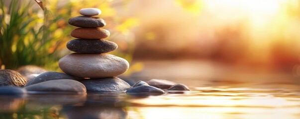 Obraz premium Mindfulness meditation, serene environment, vibrant colors, peaceful scenes, inviting