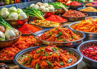Fototapeta premium Discover the Vibrant World of Kimchi in Seoul's Bustling Markets and Traditional Cuisine