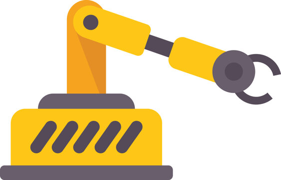 yellow robotic arm flat design clip art preview