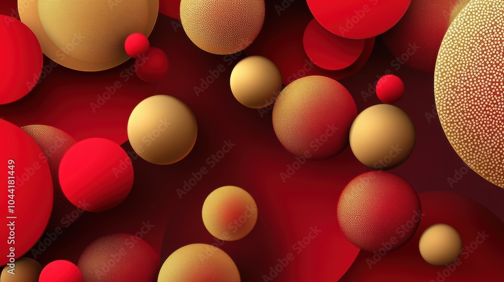 Poster the composition features red and golden abstract spots shaped like circles, evoking the festive spir