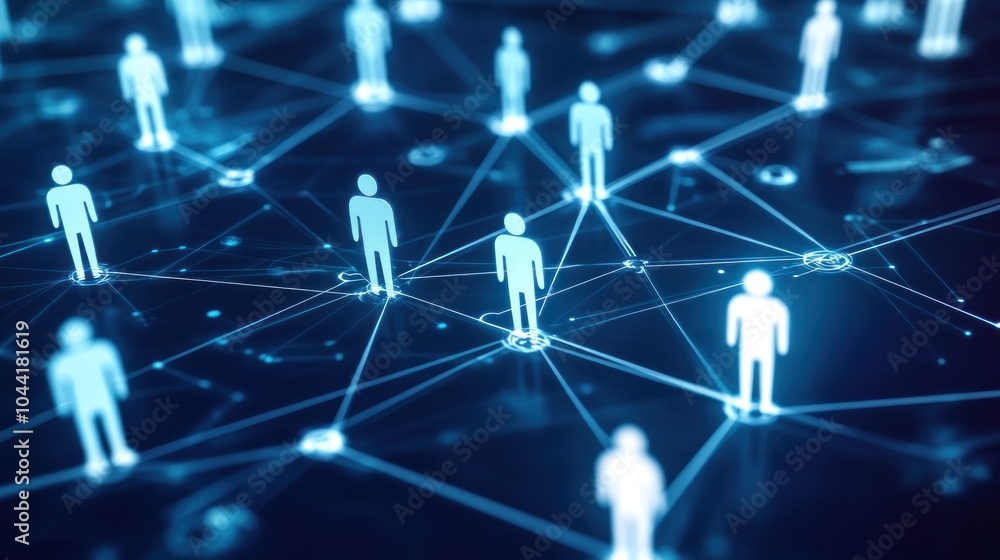 Aufkleber abstract representation of interconnected people in a digital network.