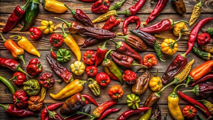 Dried Pepper Landscape: Vibrant Spices in Panoramic View for Culinary Art and Food Photography