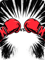 Iconic boxing match poster  two gloves with  vs  text in center for intense versus showdown