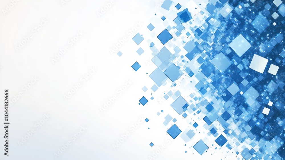 Poster abstract blue squares creating a dynamic, modern background effect.