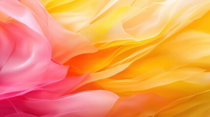 Obraz premium Flowing pink and yellow fabric creates a vibrant, abstract wave pattern, AI