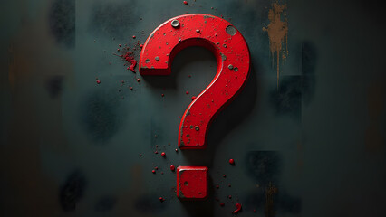 abstract picture with big red question mark, generative ai