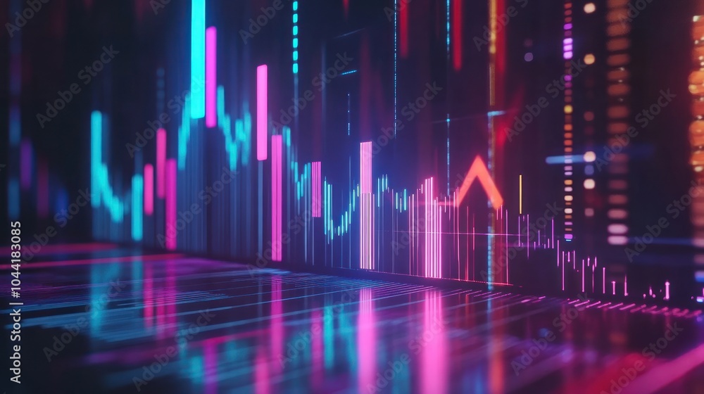 Aufkleber abstract digital representation of financial data with vibrant colors and graphs.