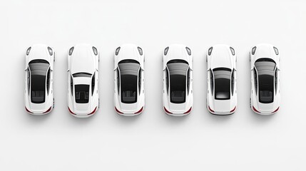 Rows of White Cars Showcase Elegant Design Generative AI