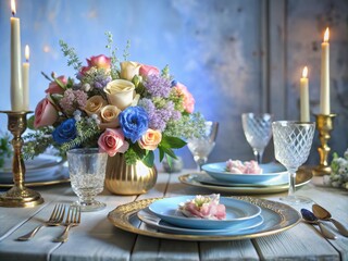Fototapeta premium Elegant Food Photography for Marriage Card Background with Floral Accents and Romantic Colors