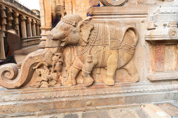 un statue éléphant sur un passage de temple Thanjavur