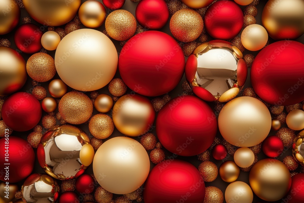 Poster bright red and golden circles create an elegant composition, evoking the essence of holiday festivit