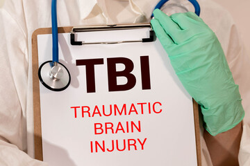 Medical and TBI traumatic brain injury concept. Copy space