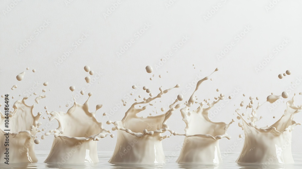 Poster captivating splashes of milk creating dynamic waves and droplets generative ai