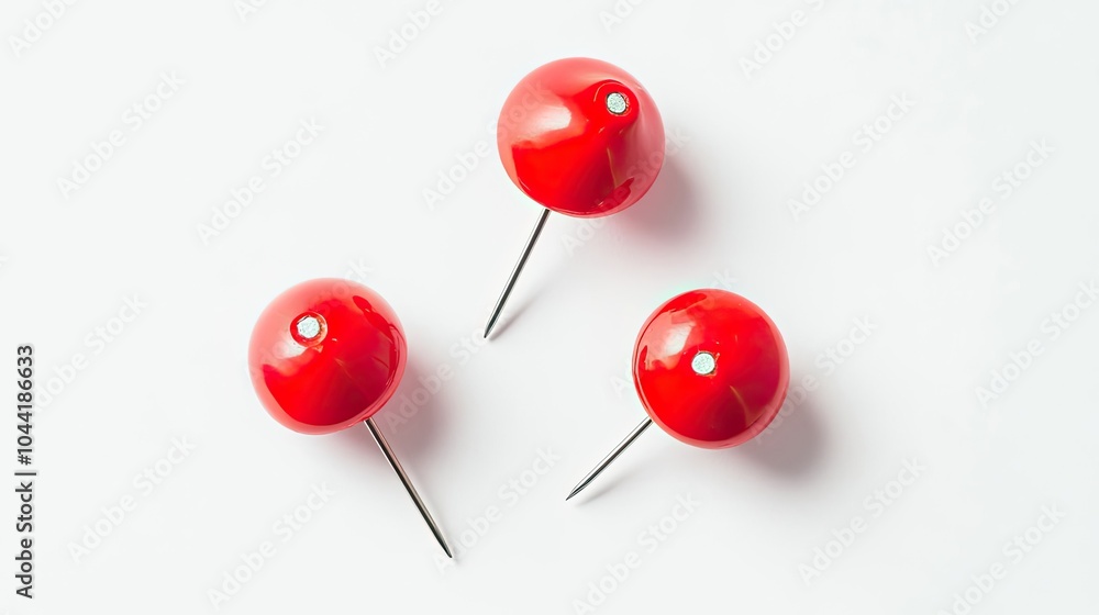 Aufkleber red push pins arranged on a white background for office organization generative ai