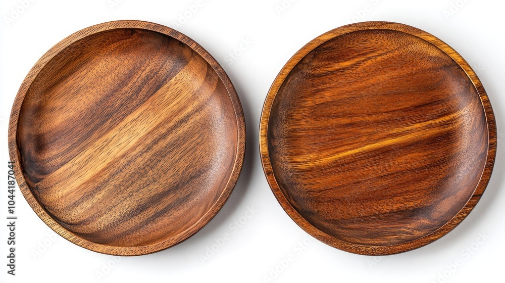 Poster handcrafted round wooden plates displayed on a neutral background generative ai