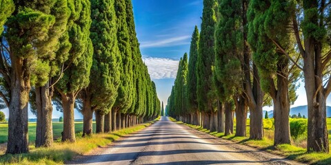 Scenic view of the famous Viale dei Cipressi in Tuscany