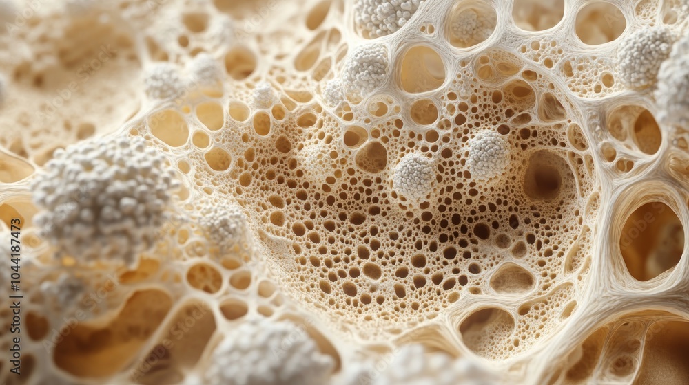 Poster close-up of porous material with intricate textures and patterns.