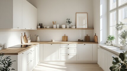 Bright and Airy Modern Kitchen Interior with Minimalist Design