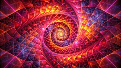 Naklejka premium Energetic Crimson Fractal Grid with Dynamic Swirls for Eye-Catching Visuals