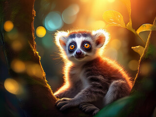 Baby Lemur in a Tree