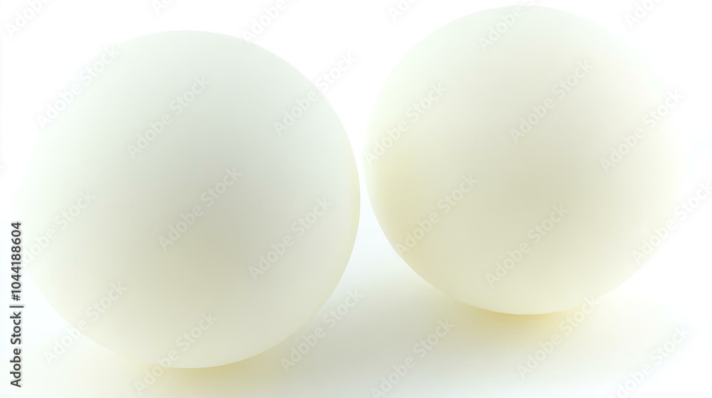 Poster two white ping pong balls resting on a plain background generative ai