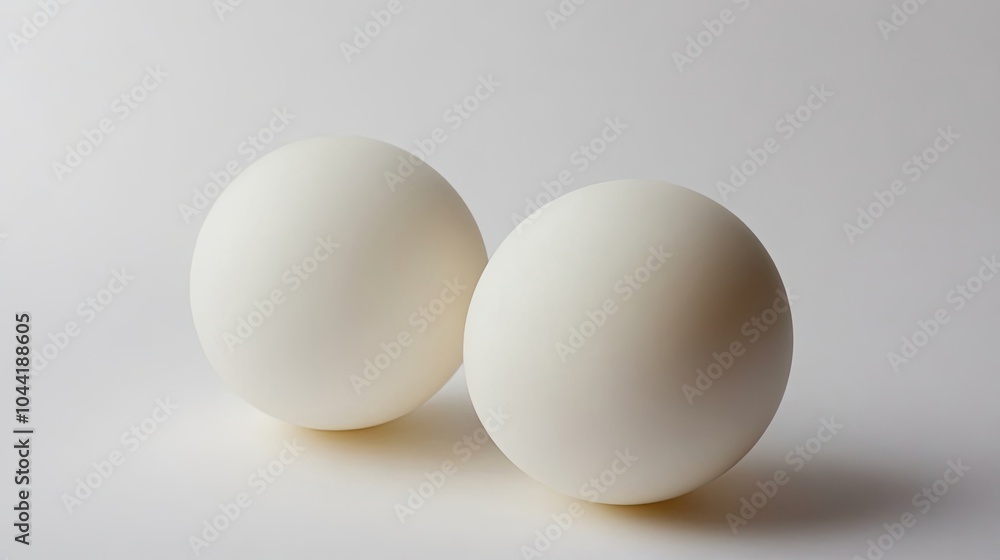 Aufkleber two white ping pong balls resting on a smooth surface in daylight generative ai