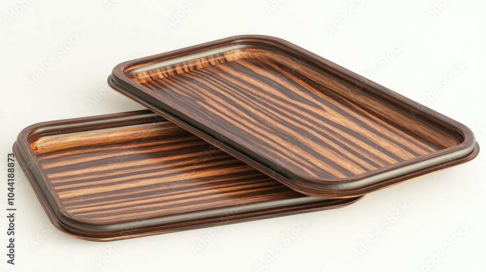 Poster unique wooden trays highlighting grain patterns and craftsmanship generative ai