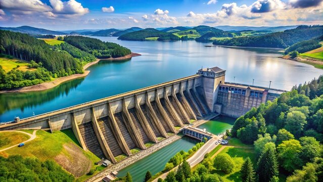 Scenic view of the Solina Reservoir with hydroelectric power plant