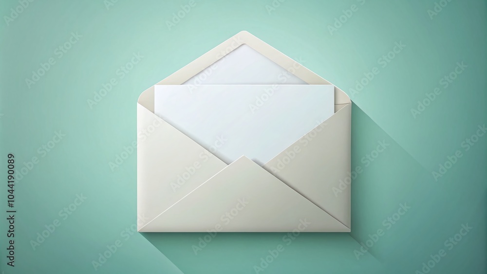 Poster Flat Design Open Envelope with Blank Letter Space for Text - Ideal for Minimalist Communication and Messaging Concepts
