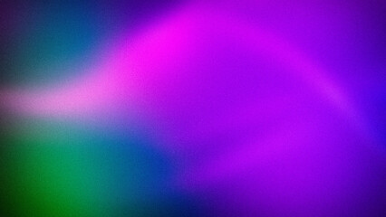 Obraz premium A vibrant abstract gradient blending rich purple, pink, green, and blue hues with soft waves and a grainy texture, ideal for dynamic 4K wallpapers, banners, and creative designs