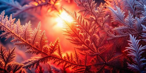 Frosty Patterns in Red Light - Captivating Double Exposure Photography of Icy Designs with a Warm Glow