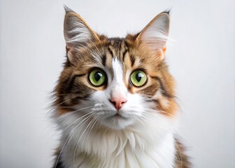 Funny Cat in Macro Photography with Whimsical Expressions on White Background