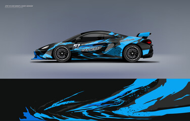 Car wrap livery design with paint splash theme with blue color combination