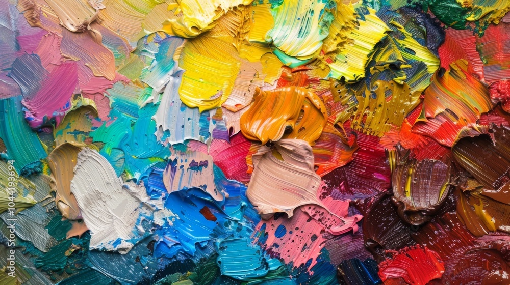 Aufkleber a palette tered with a vibrant array of pigments each reflecting the vibrant colors of the surroundi
