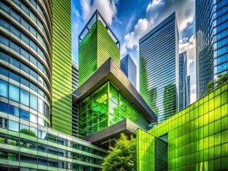 Fototapeta premium Gray Green Architectural Beauty: Modern Structures Against a Subtle Background