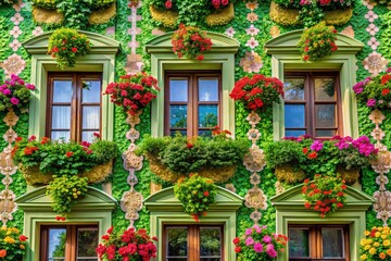 Fototapeta premium Green Floral Pattern Design for Spring and Summer Decor Inspiration