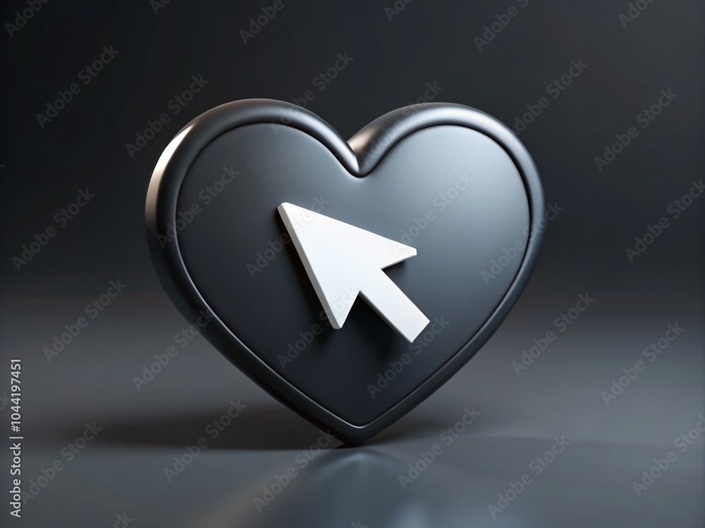 Poster heart with arrow pointer like button icon for engagement and connection in social media