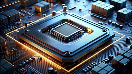 Fototapeta premium High-Performance Processor CPU in a Modern Tech Environment for Optimal Performance