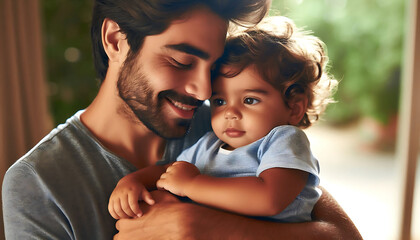 Fototapeta premium A joyful family moment with a parent and child playing together in the park, filled with love and laughter