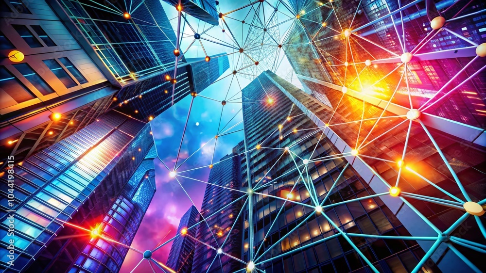 Poster high-tech geometric connection system background for innovative technology concepts