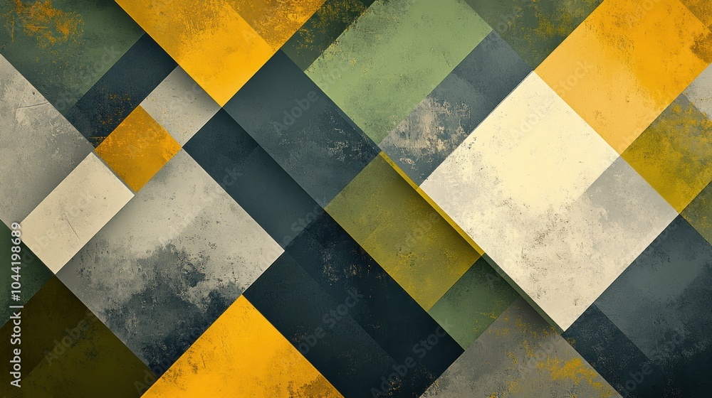 Poster Overlay of squares and rhombuses in differing shades creates a visually intriguing geometric abstraction that draws the viewer in. Generative AI